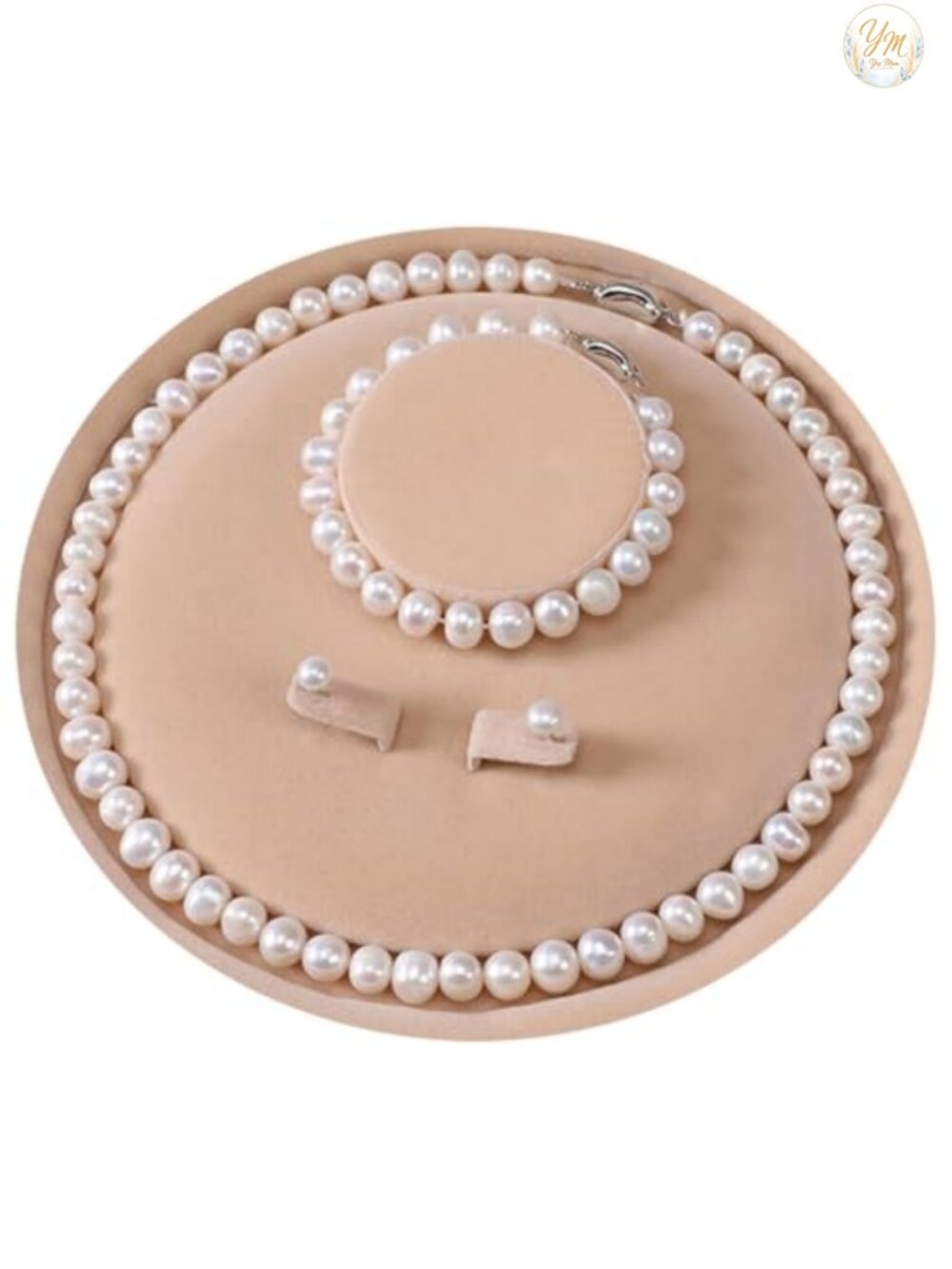 Freshwater Cultured Pearl Necklace Bracelet Stud Earrings Jewelry Set 925